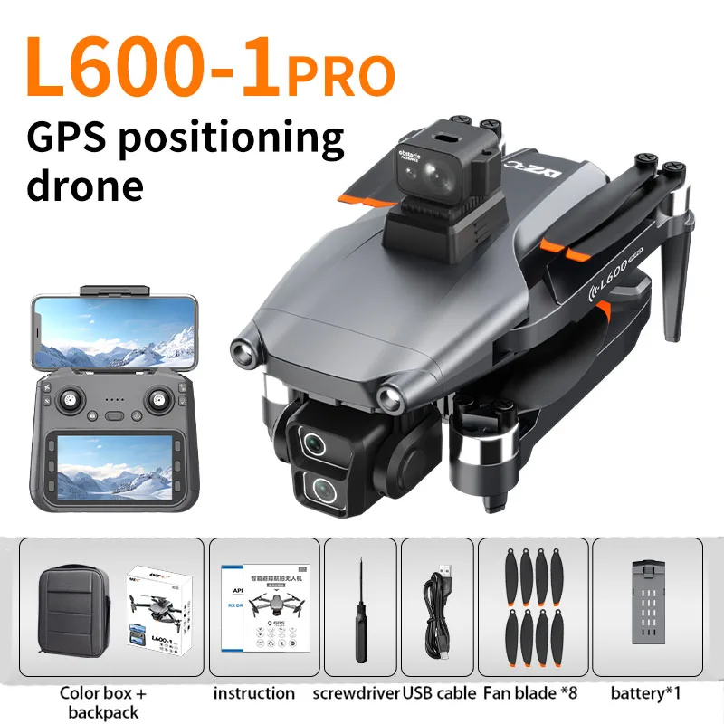 L600-1 PRO MAX GPS Drone 3KM 4K Professional HD Dual Camera 360° Laser Obstacle Avoidance Brushless Quadcopter Toy Gift