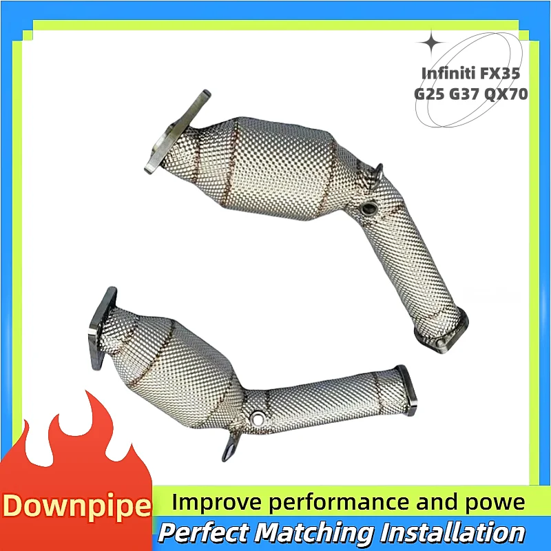 Car Downpipe For Infiniti FX35 G25 G37 QX70 100 200 300Cells Stainless Steel High flow catted downpipe with catalyst