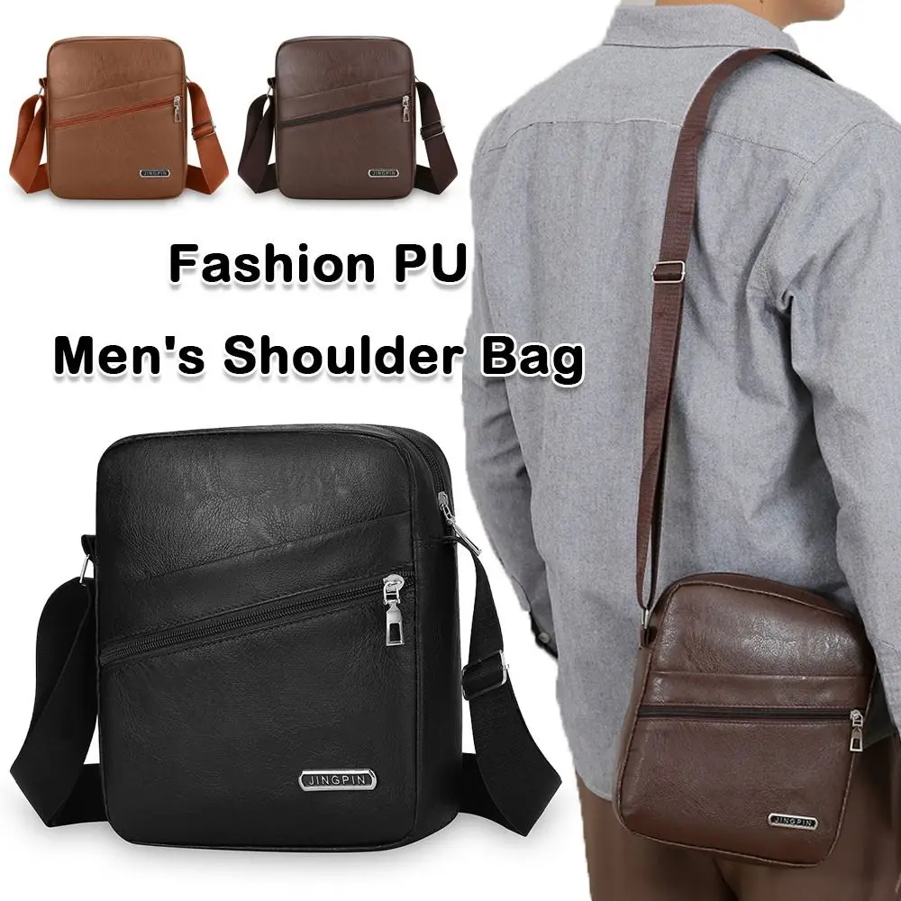 

Casual PU Men's Business Shoulder Bag Waterproof Multifunctional Messenger Bag Male Handbag