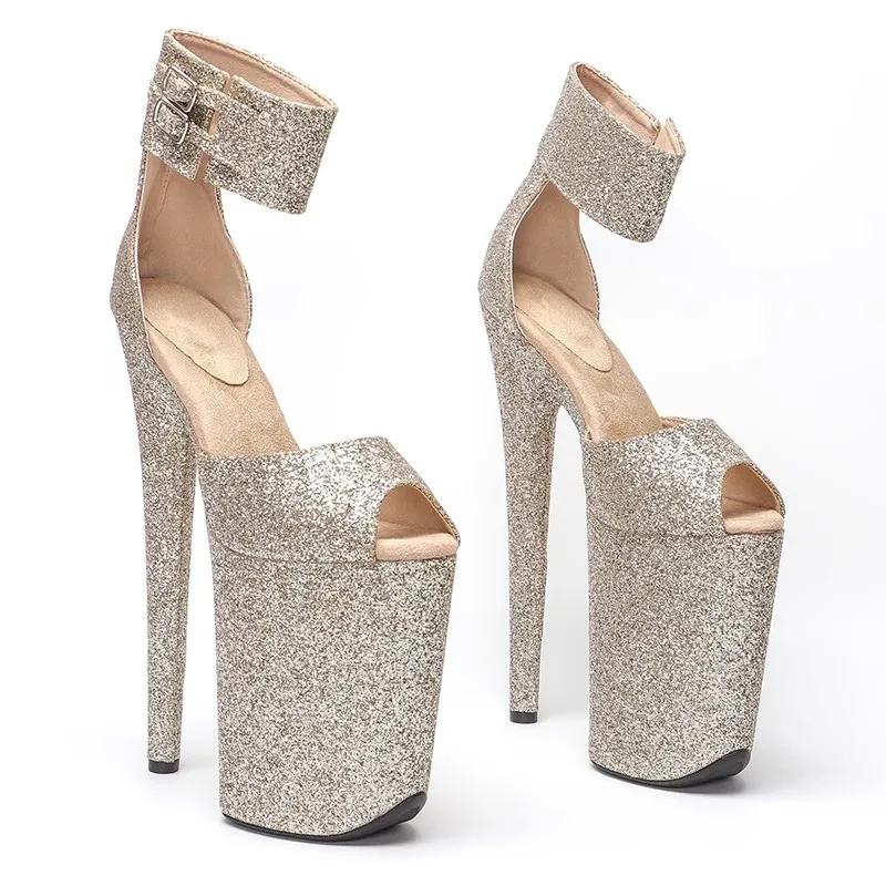 

Wome Fashion 23CM/9inches Glitter Upper Platform Sexy High Heels Sandals Pole Dance Shoes 039