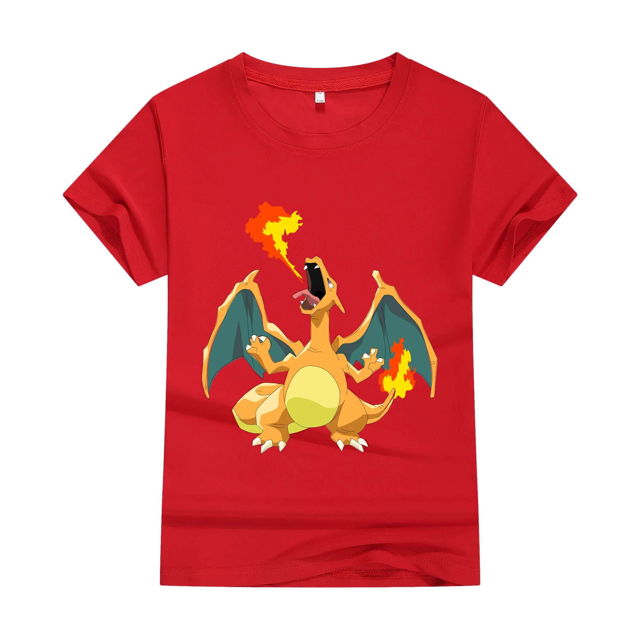 Pokemon Charizard Camiseta Infantil, Meninos e Meninas Top de Manga Curta, Moda Feliz, Casual Wear, Novo, 3T-14T