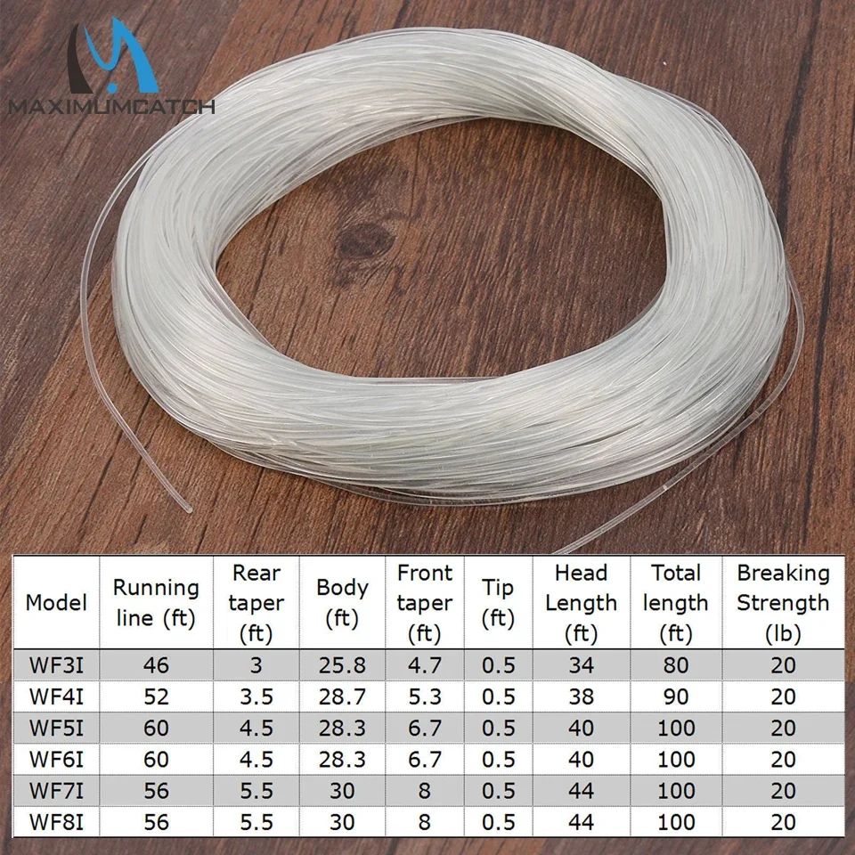 Maximumcatch Weight Forward Intermediate Fly Fishing Line 4/5/6/7/8WT 100FT 30M Clear Blue Smooth Casting Fly Line