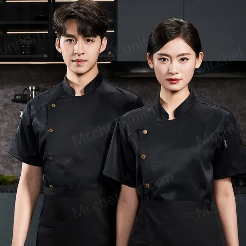 Loose Fit Chef Uniform Comfortable Chef Jacket for Kitchen Hotel Restaurant Catering Working Outfit Men Short Sleeve chef coat
