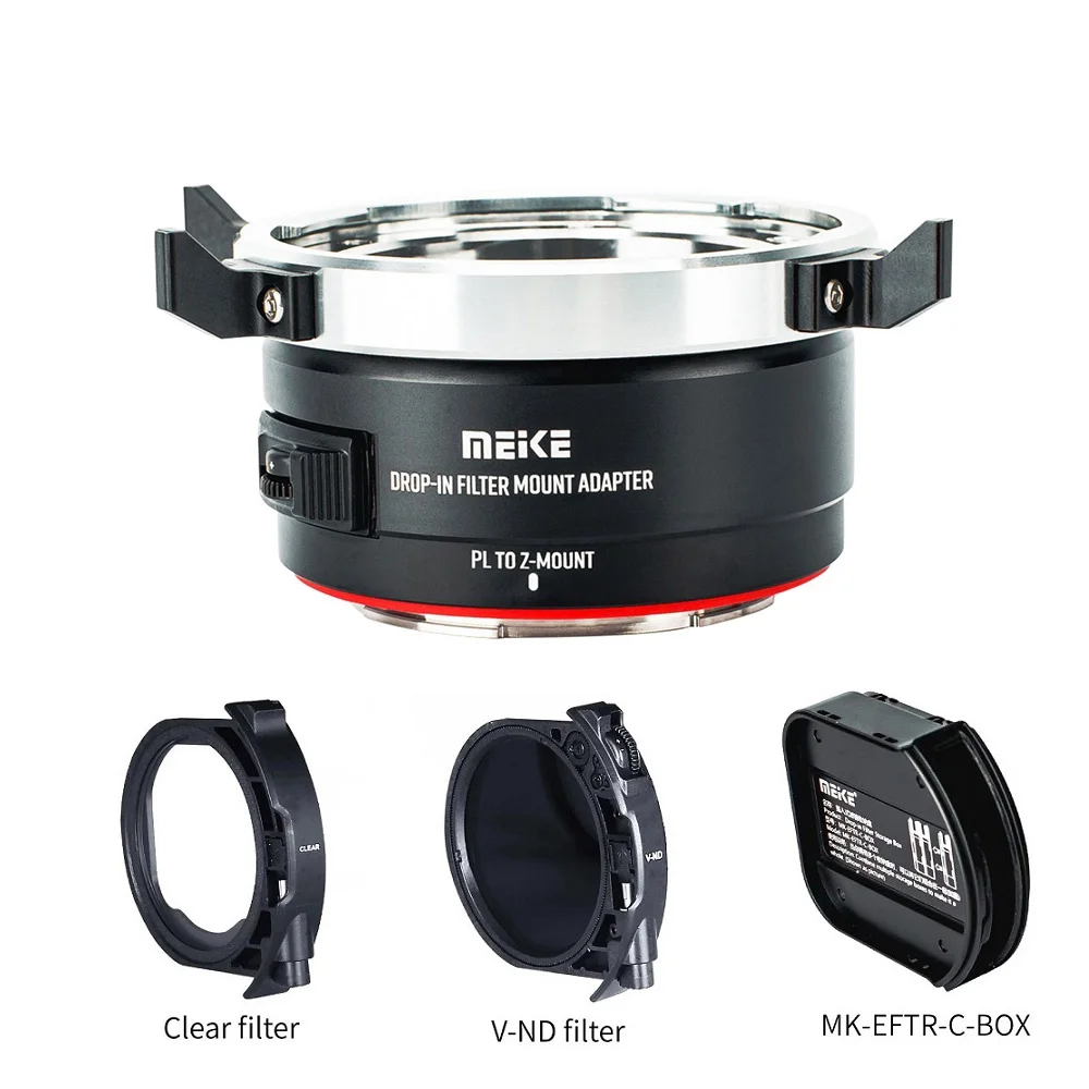 Meike PLTZ-C MF Lens Adapter with VND Clear UV Filters for ARRI PL Mount Lens to Nikon Z mount Camera ZR Z5 Z6 Z7 Z30 Z50 Zfc Z6