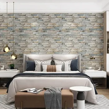 70cmX 1/10m Ceramic Tile 3D PVC Wall Stickers Paper Brick Stone Wallpaper DIY Rustic Effect Self Adhesive Home Decor Sticker