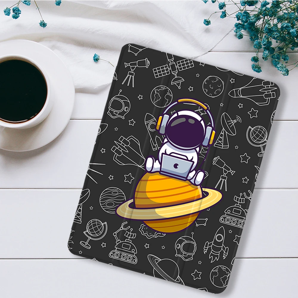 Casing Astronot untuk iPad Mini 6 Air 4 10.9 Air 2 untuk iPad Pro 11 Funda 7th Gen 8th 10.2 10.5 Penutup Silikon dengan Tempat Pensil