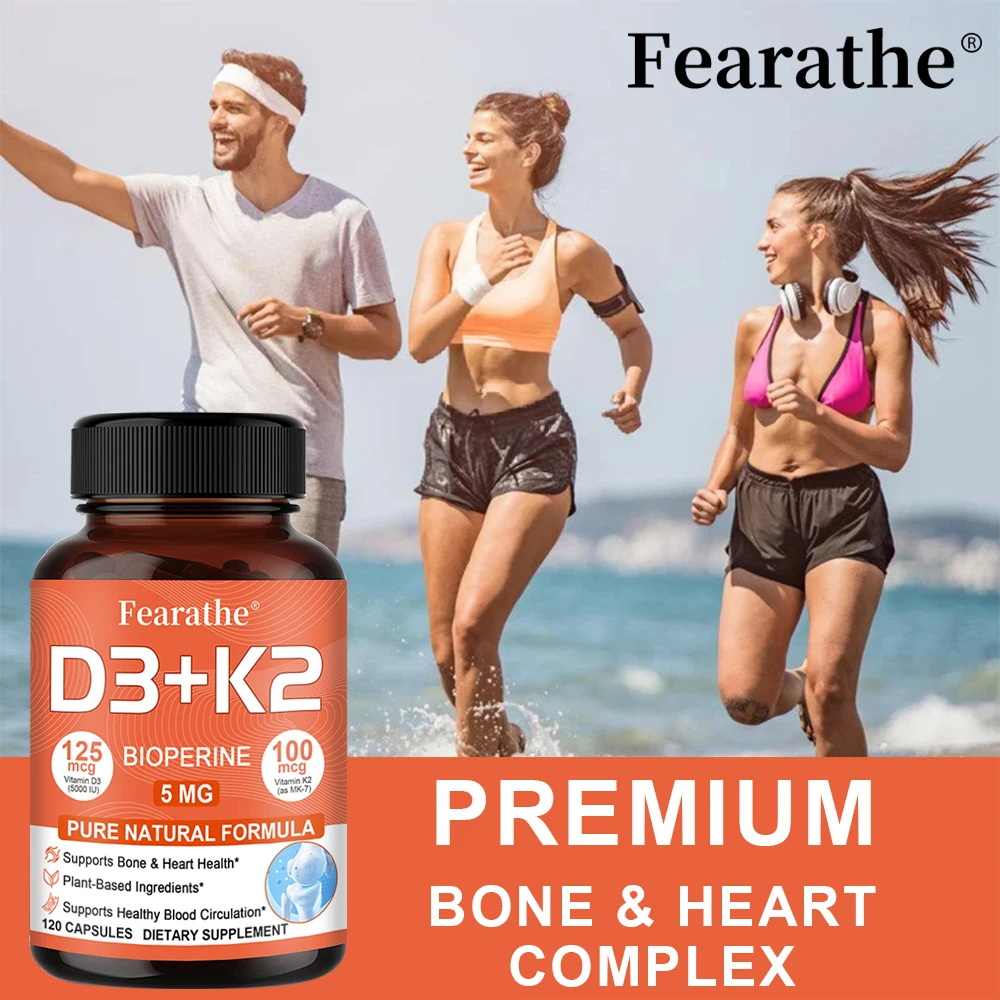 Vitamin D3 (5000iu/125mcg) + K2 (Mk7)- Botanicals + Black Pepper Extract - Supports Healthy Immune, Heart & Bone Health, Non-GMO