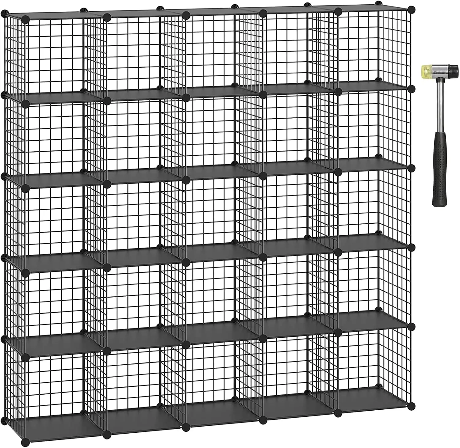 

Cube Storage Organizer, 25-Cube Metal Grids Storage Shelf, Closet Cabinet, DIY Plastic Cube Bookcase Modular Closet Cabinet