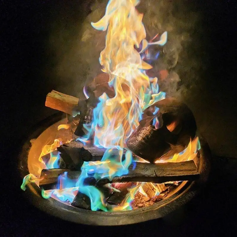 (10 Piezas) Polvo para Fogatas que Cambia de Color, Polvo para Llamas de Colores, Fiesta de Llamas Mágicas, Suministros para Fiestas de Camping