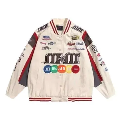 Baseballová bunda s vysokou výšivkou pro muže a ženy v pouličním stylu, motocyklové závodní kabáty, volný střih, tenké svrchní oblečení - náhled 5