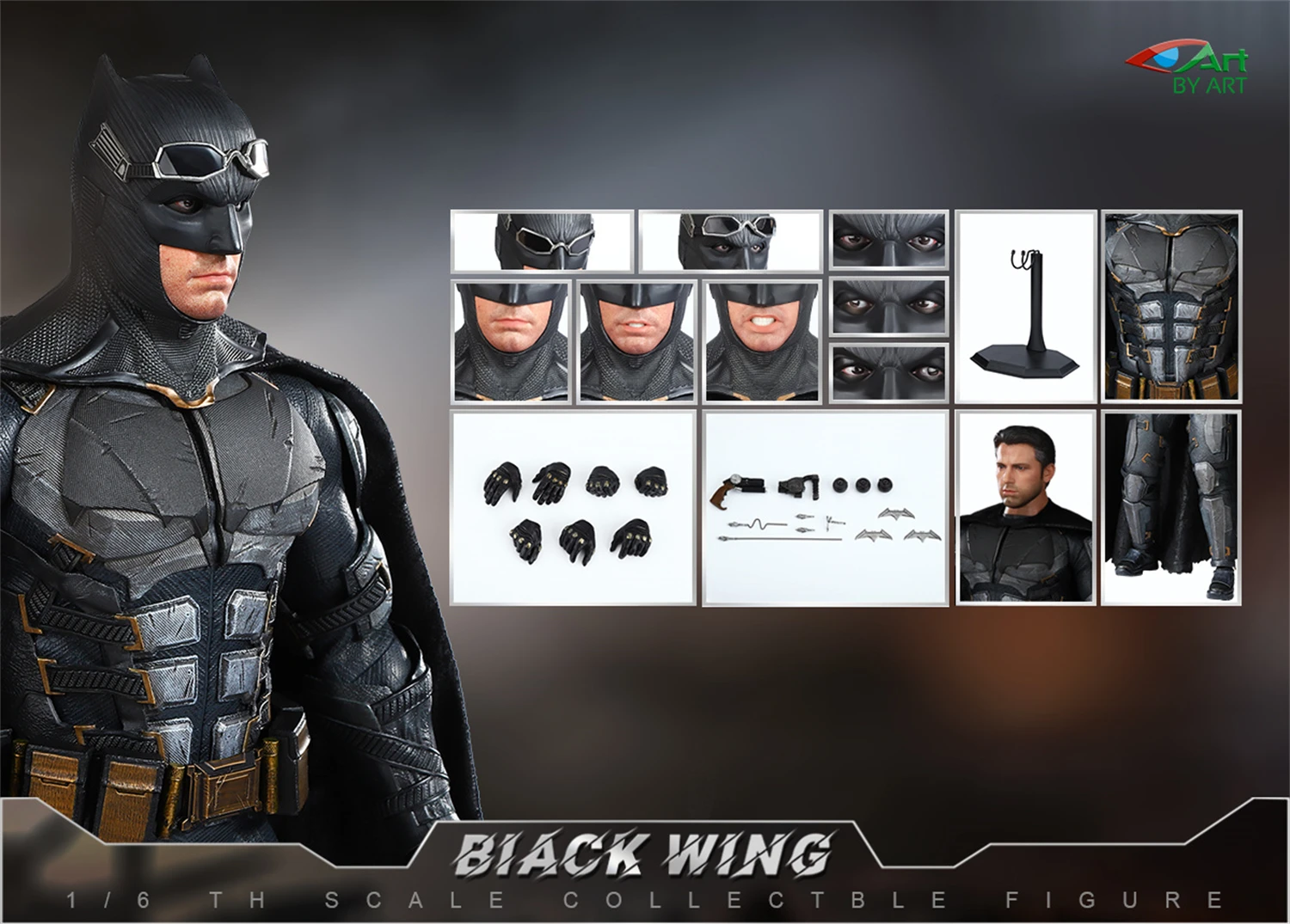 BY-ART 1/6 BY-017 BIACK WING Wayne Ben Affleck Action Figure Collection 12inches Model Doll