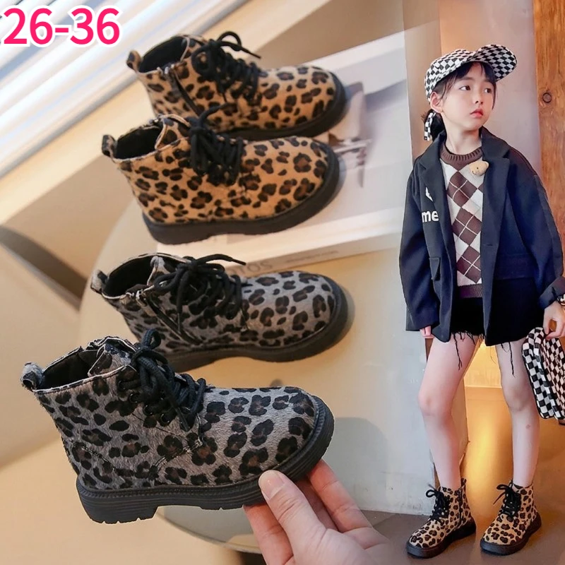 Children's Fashion Ankle Boots Leopard Print Kids Ankle Boots All Season Toddler Boys Girls Shoes Children Footwear Kids Boots