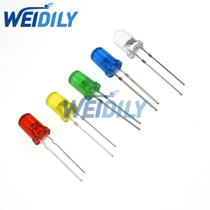 500PCS 5MM LED Diode Kit Mixed Color Red Green Yellow Blue White Led Light DIY Kit