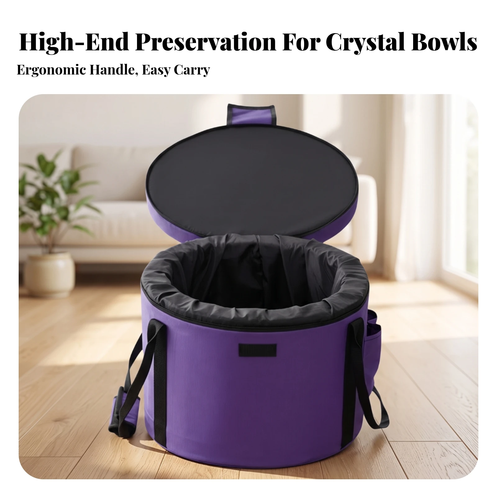 Singing Bowl Bag Cylindrical Padded Singing Bowl Bag Heavy-Duty Thickened for Sound Healers, Home Storage