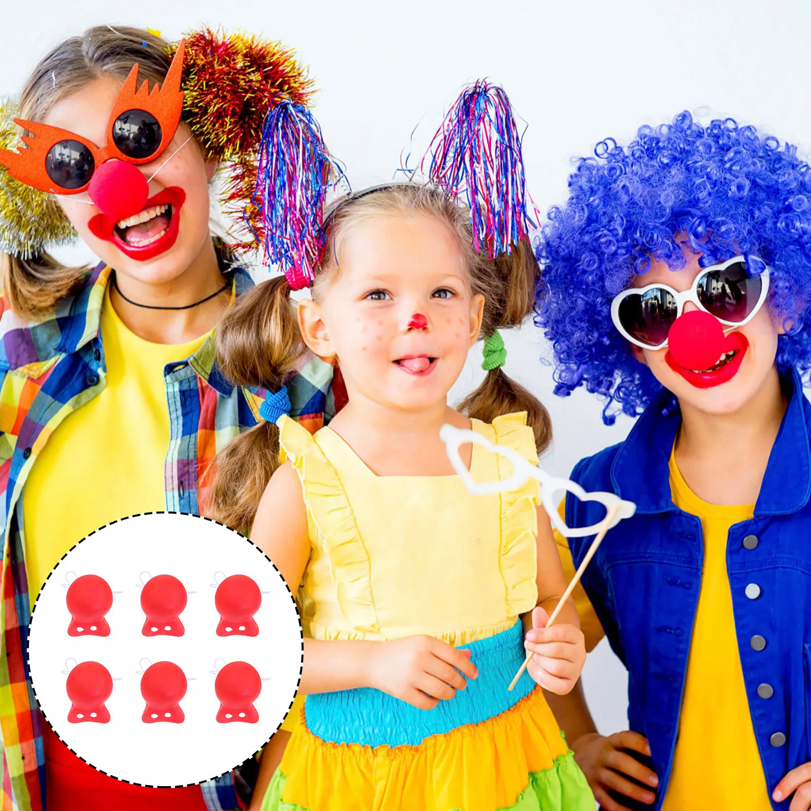 6Pcs Squeaky Clown Fake Cosplay Party Props Funny Costume Accessory Kids Adults Halloween Performance Cosplay