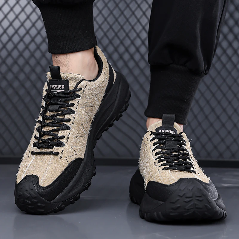 

Rubber Soled Leather Hiking Shoes Wear-resistant Outdoor Sports Men's Shoes Lace Up Men's Shoes Hiking and Hunting Sports Shoes