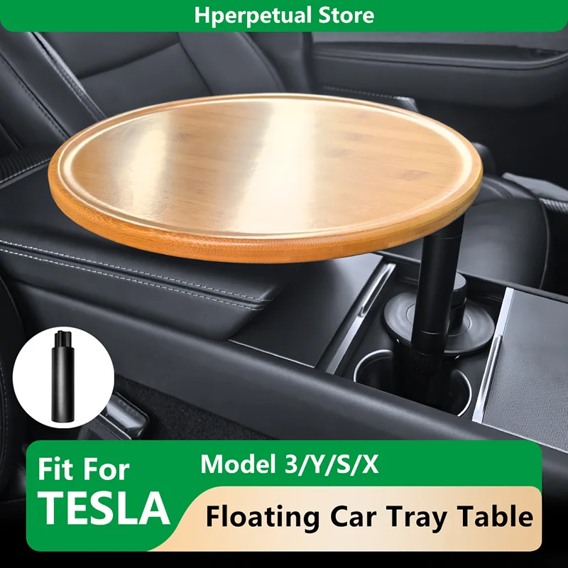 360°Rotatable Floating Car Tray Table Cup Holder Stable Wobble-Free Fits All Tesla Models Interior Accessories