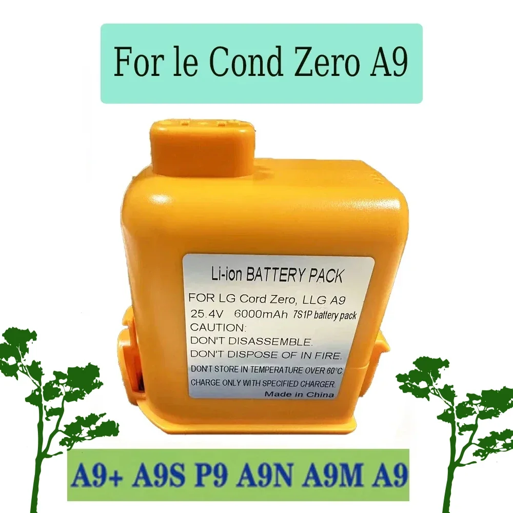 25.4V 6000mAh Vacuum Battery Pack, Replacement for LG Cord Zero A9 / A9+ / A9 Plus Cordless Stick Vacuum