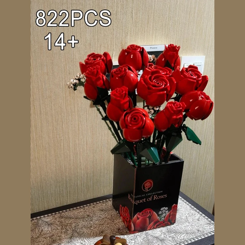 

Creative Rose Bouquet Building Set 10328 Educational Shape Color Toy For Girls Christmas Birthday Romantic Home Decor Gift
