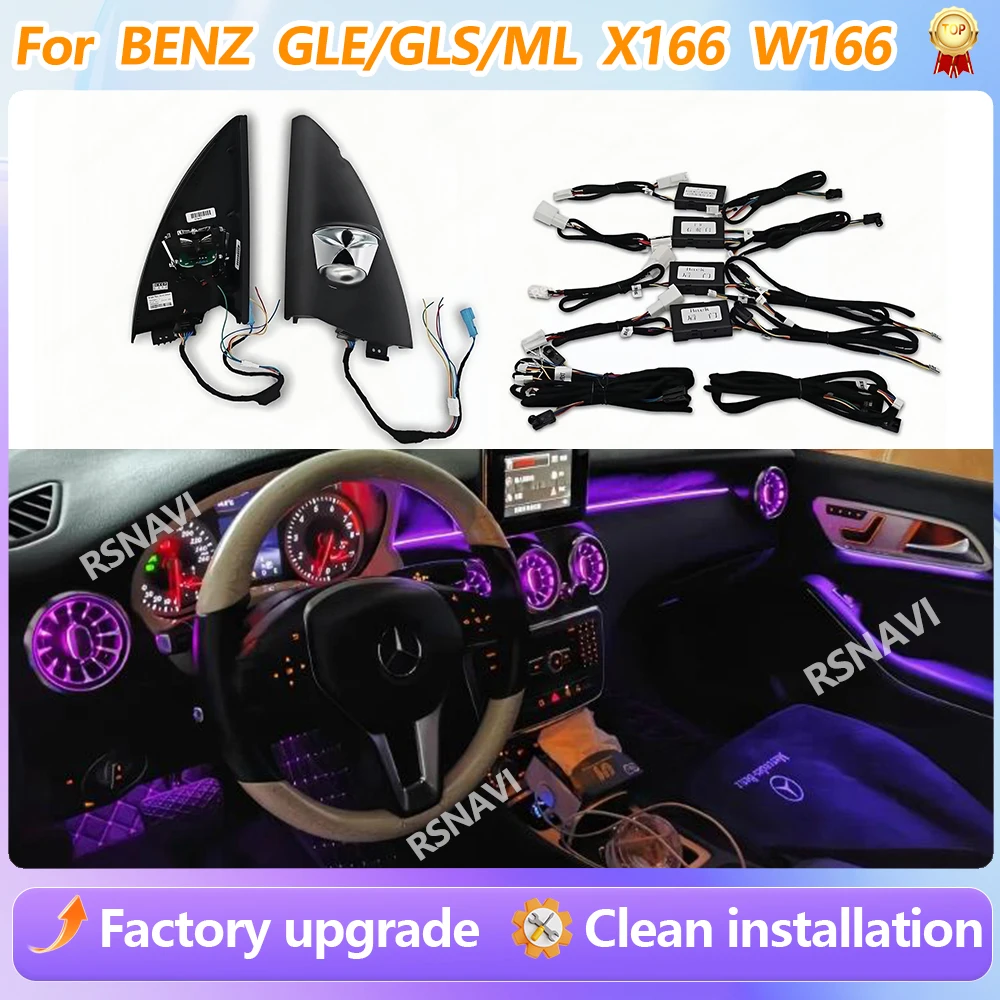 Für BENZ GLE GLS ML W166 X166 Upgrade Auto-Innenraum-Ambientebeleuchtung 12/64 Farben Aktualisiertes Set Tür-Armaturenbrett-Lampe Auto-Zubehör