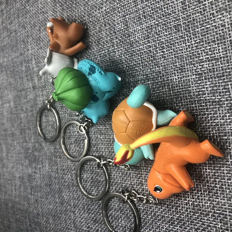 Pokemon Cute Pikachu Charmander Cubone Bulbasaur Squirtle Keychain Kawaii Pendant Bag Ornament Kids Charm Xmas Birthday Gifts