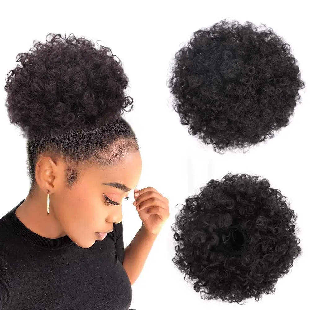 Afro Puff sznurkiem przedłużanie kucyka dla czarnych kobiet Premium krótki syntetyczny kucyk Afro Puff do naturalnych włosów