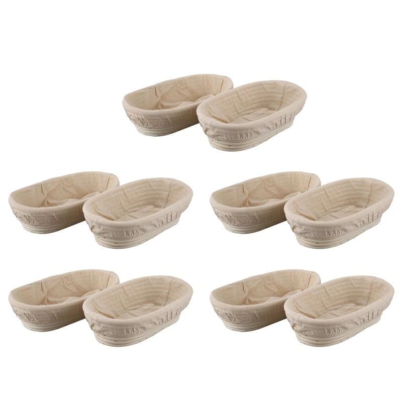 

10Pcs 25Cm/10 Inch Bread Basket Rattan Proofing Basket Liner Round Oval Fruit Tray Dough Food Storage Container