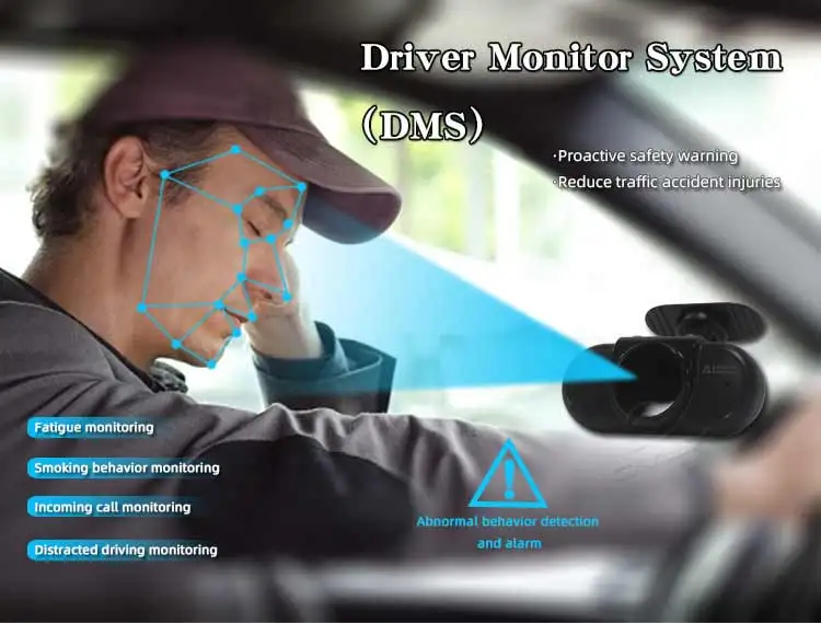 Sleepy Fatigue 12V24V Vehicle Voice Reminder Behaviour Detection 1080P AI DSM plug and play 24H GPS Camera Support video record