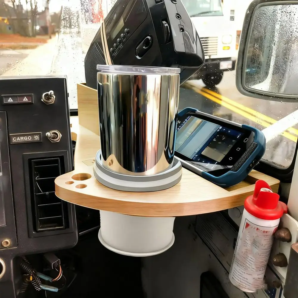 

Wooden Cup and Organizer Tray for USPS/LLV Mail Trucks with Scanner, Pen, and Drink Holders