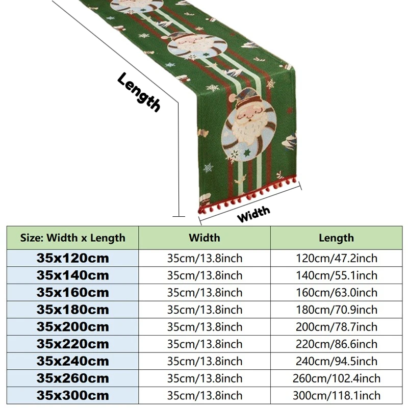 1PC Christmas Jacquard Tassel Table Runner Christmas Tree Bells Tablecloth American Retro Home Decoration Tv Cabinet Cover Cloth