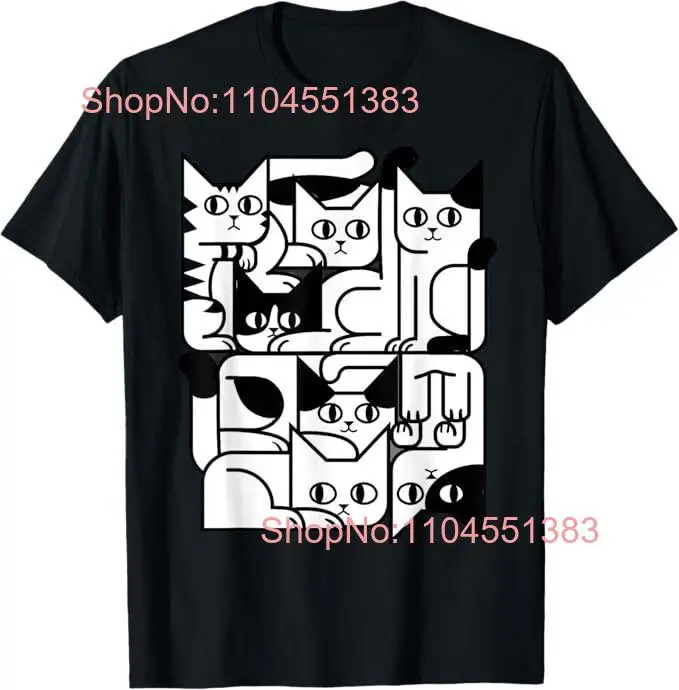 

Классическая футболка с милым котом и абстрактным силуэтом котенка с геометрическим котом