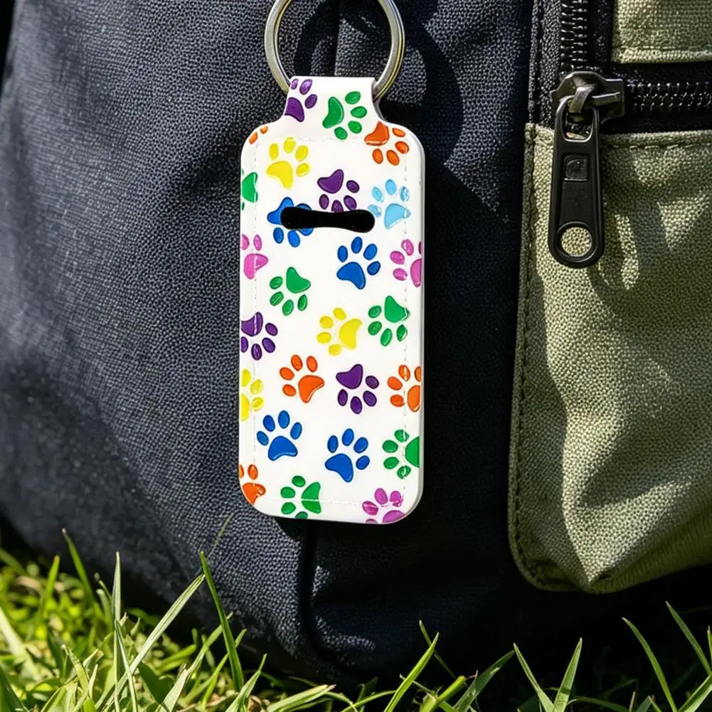 Lipstick Pouch Keychain Dog Paw Lipstick Holder Keychain Lip Balm Sleeve with Metal Ring Hanging Lipstick Protector for Bag