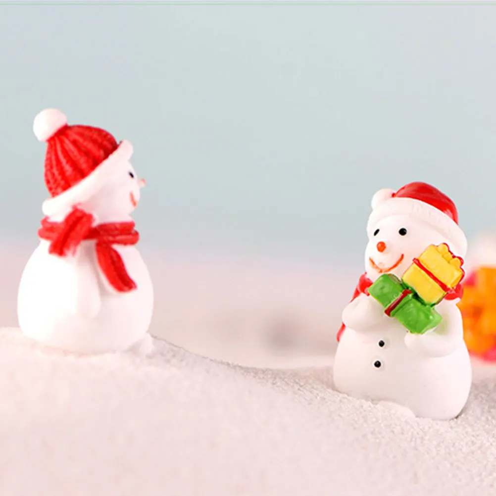 

9Pcs Christmas Resin Decor Miniature Santa Snowman Tree Handcraft Gift Home Microlandscape Decoration Christmas Craft