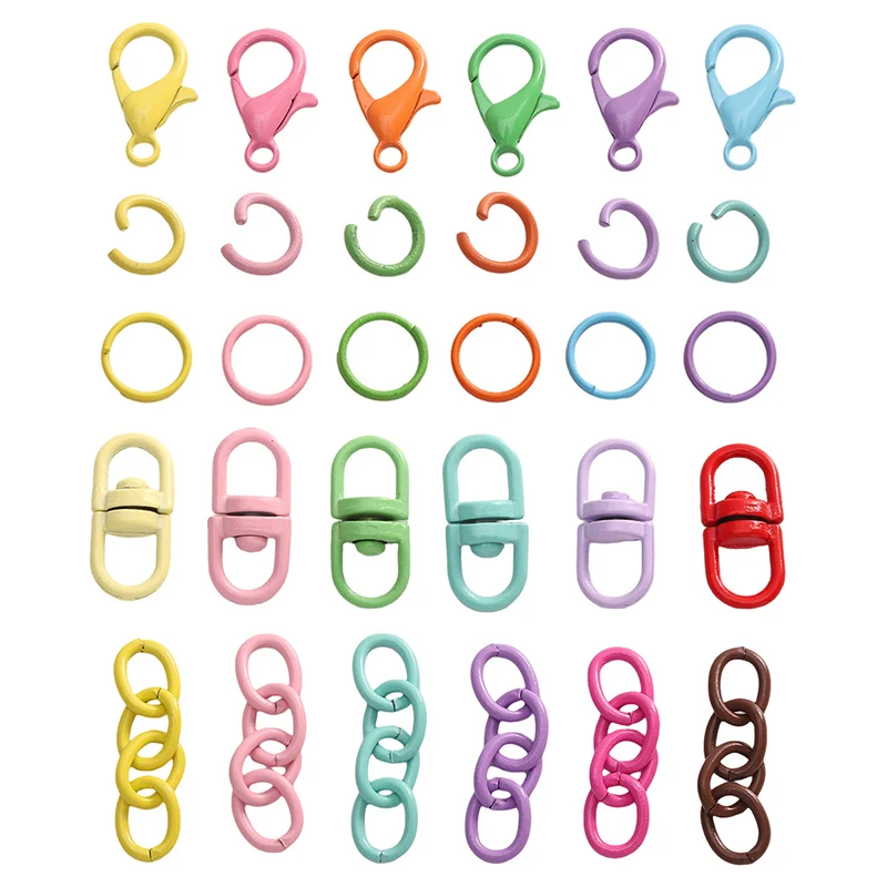 

Colorful Lobster Clasp Hooks Keychain Cable Loop Screw Key Holder Keyring Chains charm Rings for Gifts Jewelry Accessories Kids
