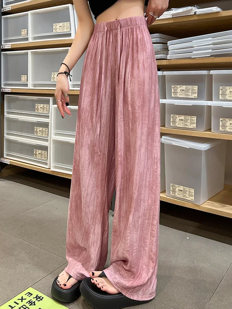 Summer Classic Solid Color Loose Simple Female Wide Leg Pants New Street Thin Style Fashion Office Ladies Casual Women Pants