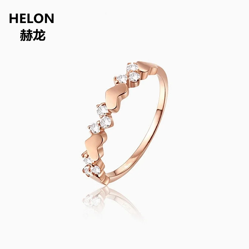 

Solid 14k Rose Gold Natural Diamonds Engagement Wedding Ring Heart Anniversary Party Trendy Fine Jewelry