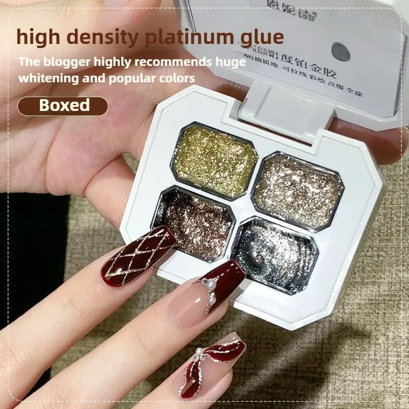 4 cores esmalte gel sem limpeza aurora glitter popularidade sólida fada em pó pintado gel manicure arte decoração acessórios