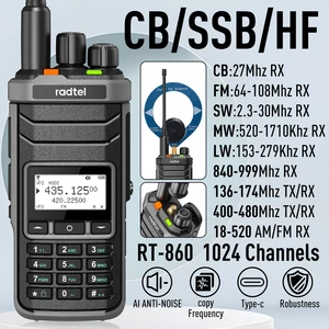 Radtel RT-860 Multi Band Ham Radio HF UHF VHF Dual Band con AM USB LSB CW CB LW MW SW SSB Recepción, 1024 canales, 2000máh Bat 6 mejores ventas VHF UHF Transceptor - №5