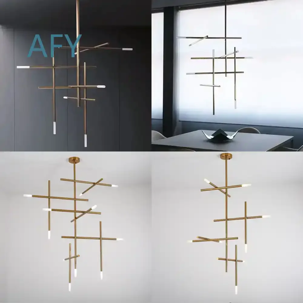 Nordic Postmodern Dining Room Pendant Light for Modern Living Room Bedroom Designer Model Home Minimalist Cross Pendant Lamp
