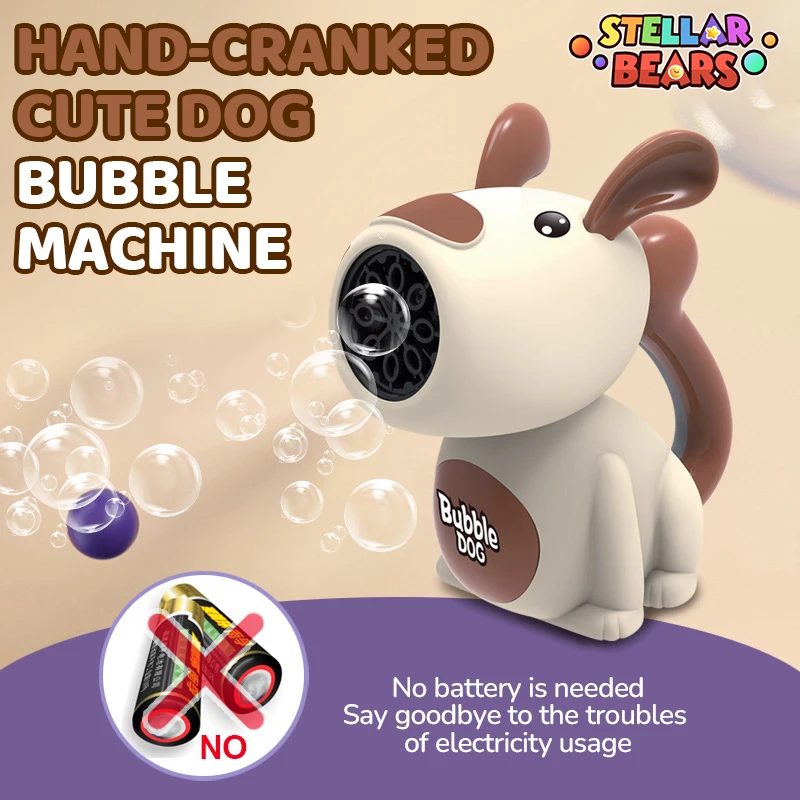 Machine à bulles à manivelle, jeu de plein air, jouet pour enfants, chien mignon, Machine à souffler des bulles de savon, pistolet à bulles portatif pour enfants, jouets cadeau