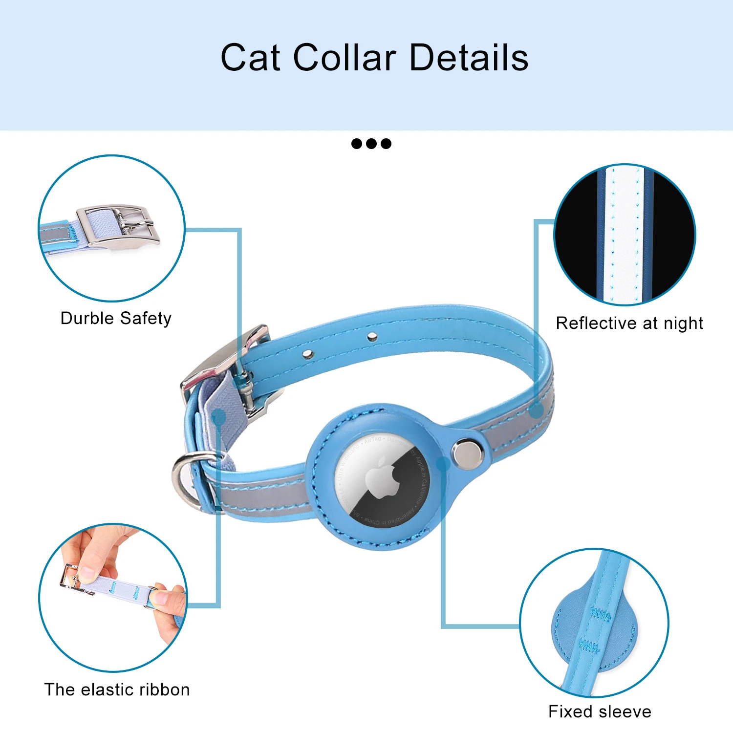 Coleiras reflexivas com estojo Airtag, coleira para gatos, estojo protetor para localizador anti perdido, acessórios para cães rastreadores, 1pc