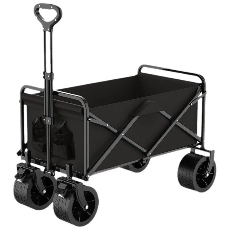 Foldable Outdoor Camping Wagon, Portable Hand Pull Trolley Cart for Picnic Camping Market Stall