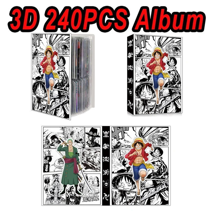 240 PCS Anime One Piece OPCG Cards Album Book Luffy Zoro Map Letter Holder Binder Action HD Protector Notebook Kids Folder Gifts