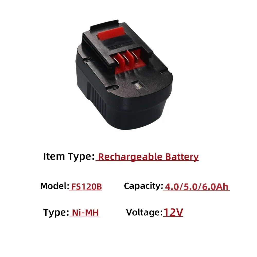 For Black&Decker 12V 4.0/5.0/6.0Ah Rechargeable Tool Battery A12EX FSB120B A1712 HP12K HP12 Lithium Battery  rechargeable batter