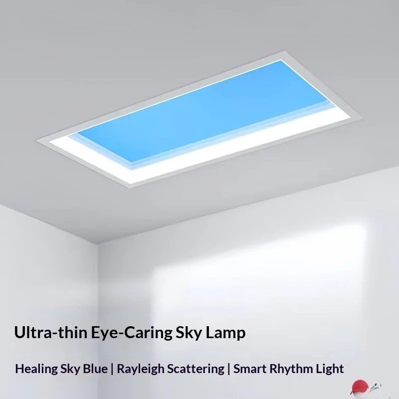 Modern Acrylic Recessed Rectangular LED Skylight Ceiling Light Natural Blue Sky Bathroom Kitchen