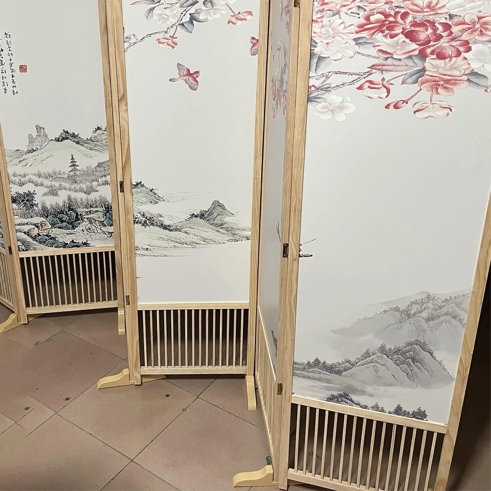 Foldable Privacy Partition Screen for Room Separation/Doorway/Kitchen Restaurant/Hotel, 6 8 10 12 Ft Wide Chinese