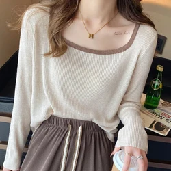 Women Clothing Spring Autumn New Simplicity Long Sleeve T Shirts Solid Color Loose Youth All-match Sweet Tops Fashion Casual