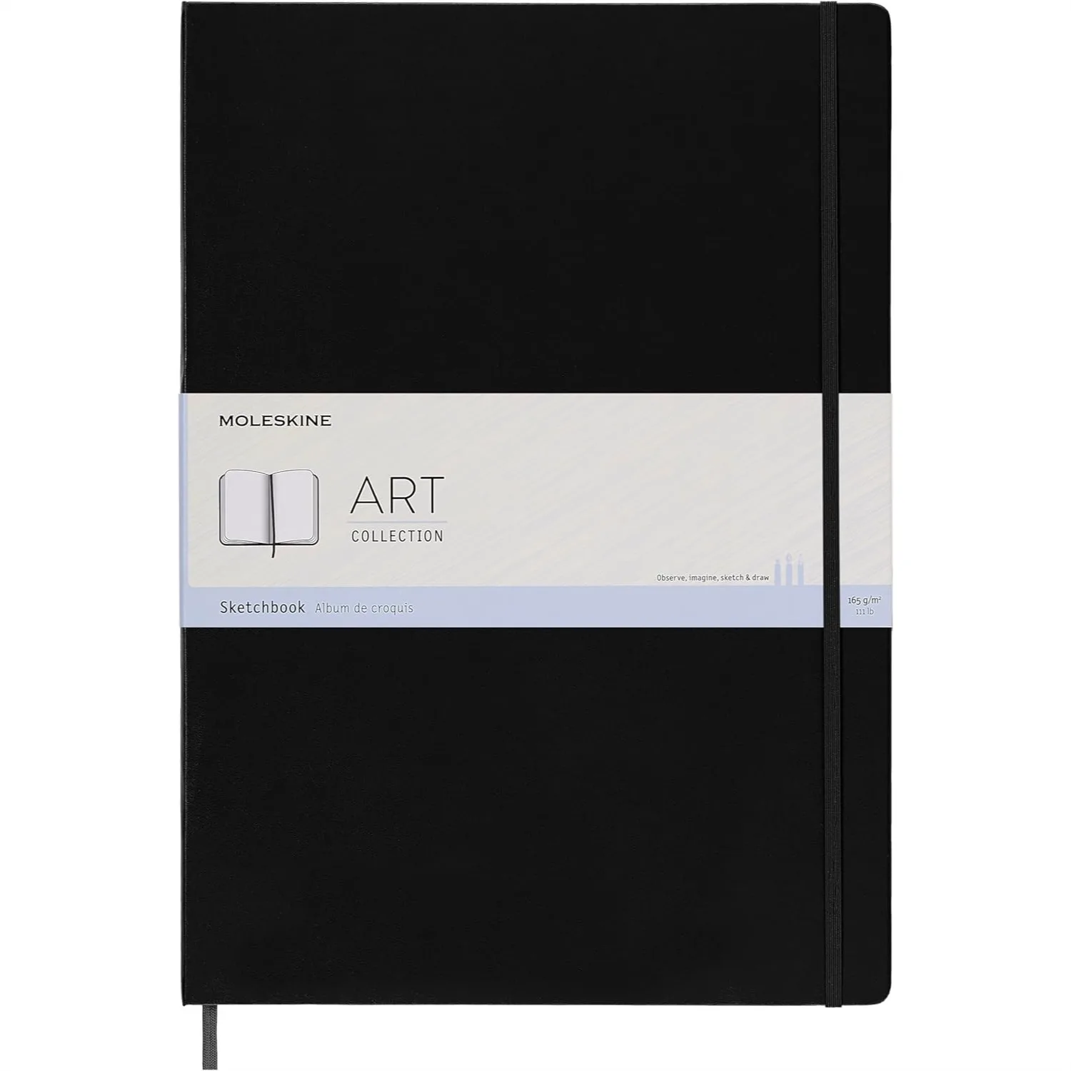 

A3 Art Sketchbook Hard Cover Plain Blank 96 Pages with Elastic Closure for Drawing and Sketching Black