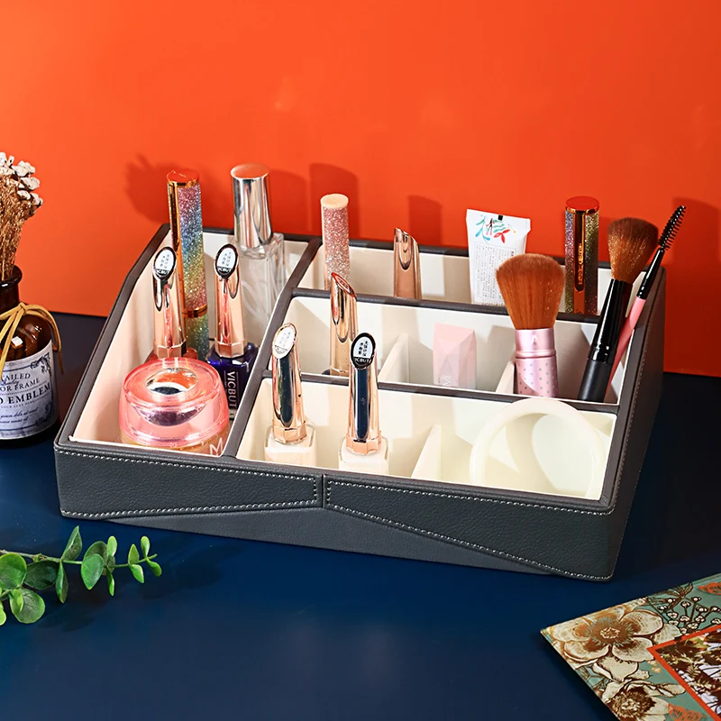 Cosmetic Tray One Layer Jewelry Tray PU Elegant Desk Tray Collection Display Tray