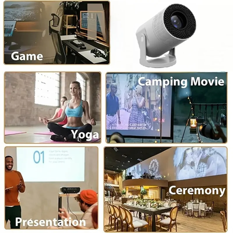 【B74A】Tragbarer Mini-Projektor 720P-Projektor mit automatischer vertikaler Keystone 180-Drehung, unterstützt Mobiltelefon, gleicher Bildschirm